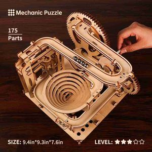 3d puzzels 3D houten puzzels diy marmeren run bouwsteen kit model ambachten decoratie educatie puzzel speelgoed verjaardagscadeaus voor kinderen 240419