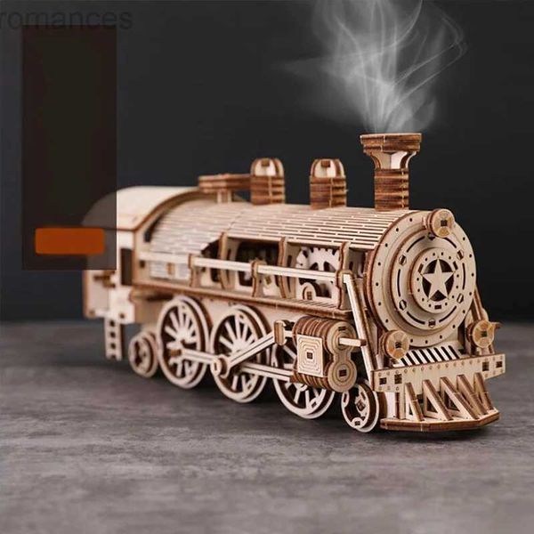 Rompecabezas 3D Tren de vapor de madera 3D, juego de rompecabezas, corte por láser, modelo mecánico, ensamblaje, juguete para regalo para niños y niñas para Dropshipping 240314