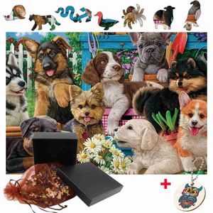 3D Puzzles Geavanceerde onregelmatige houten dierenpuppy Puzzels Mooie fantastische DIY Wood Crafts Familie Interactieve spellen voor volwassenen Kinderen 240419