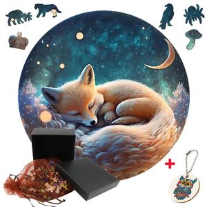 3d puzzels geavanceerde onregelmatige houten dieren slapende vos puzzels mooie fantastische diy hout ambachten familie interactieve spellen voor volwassenen 240419