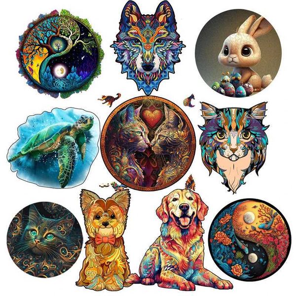 Puzzles 3D Animal puzzles Puzzles 300pcs Bois pour adultes Cadeaux d'anniversaire Unique Owl Puzz Family Games Toys Puzzles en bois 2023 240419