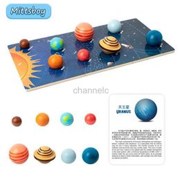 Puzzles 3D Baby Montessori Wooden Early Education Toys 3d huit planètes Puzzle Toy Universe Cognition Solar System Planet Matching Board 240419