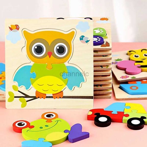 Puzzles 3D Toys Baby Toys Wooden 3D Puzzle Puzzle Cartoon Traffic animal Tangram Puzzles Puzzles Early Learning Educational Toys for Children 240419