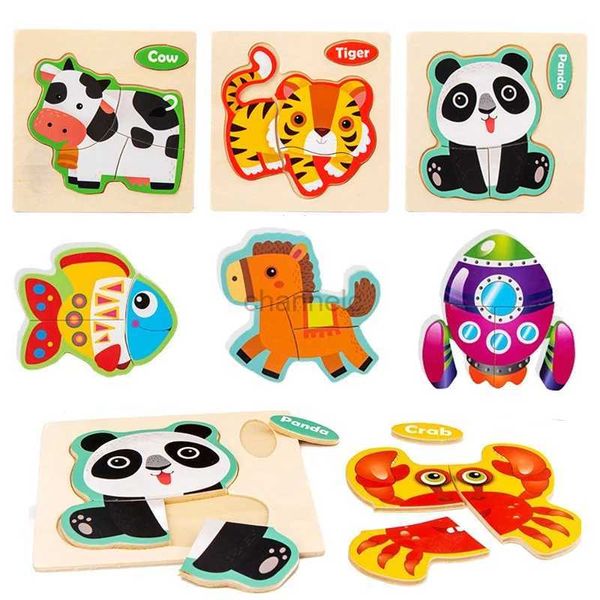 Puzzles 3D Baby Wooden Toy 3D Puzzle de puzzle petite taille Cartoon Animal Puzzle Children Apprend Learning Educational Toys for Childre
