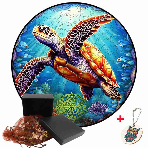 Puzzles 3D Charmant Animal Sea Turtle Jigsaw Puzzle Games For Kids Adults Popular Populing Montessori Interactive Toys Woodon DIY Crafts 240419