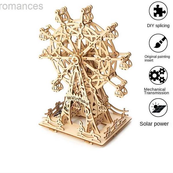 Puzzles 3D jouet éducatif pour enfants bricolage manuel éducation à la vapeur assemblage 3d Puzzle tridimensionnel en bois grande roue populaire 240314