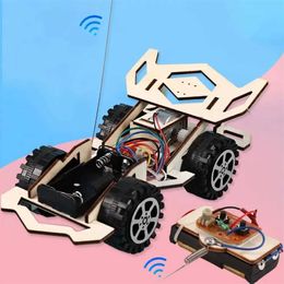 Puzzles 3D Childrens Ensemble de bricolage en bois 4-CH Electric RC Racing Car Model Scientific Experiment Toy Fun Diy Assembly RC Car Model Giftl2404