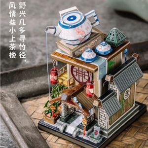 Puzzles 3D style chinois pot maison de thé Hanfu magasin salle d'échecs métal puzzle bricolage assemblage 3D laser découpe modèle puzzle jouet 230427