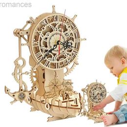 Puzzles 3D Kit de modèles de puzzles d'horloge Puzzle en bois Puzzles 3D Kits de construction en bois Puzzles en bois 3D Fabrication d'horloge de bureau Horloge pirate 240314