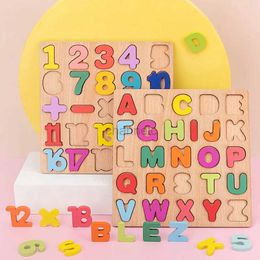 Puzzles 3D Numéro d'alphabet coloré Puzzles en bois Kids Intelligent Matching Game Preschool Enfants Early Educational Toys 240419