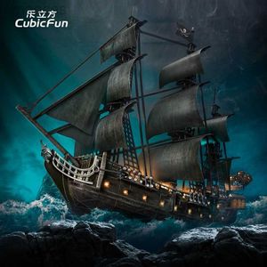 Puzzles 3D Cubicfun Puzzle 3D modèle d'assemblage bateau Pirate des caraïbes noir perle jouets manuels 240314