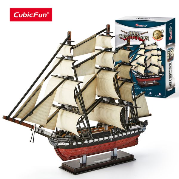 Puzzles 3D CubicFun Puzzle 3D USS Constitution Ship Model US Navy Kit de construction 193 Cadeaux décoratifs anti-stress pour adultes et enfants 230427