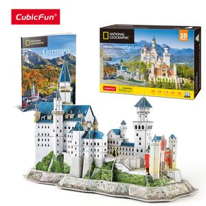 Puzzles 3D CubeFun Puzzles 3D Livret National Geographic Allemagne Château de Neuschwanstein Architecture Kits de construction de modèles pour adultes et enfants 230904