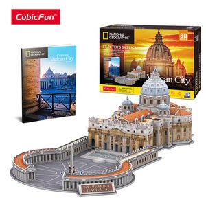 3D Puzzles Cubicfun 3D Puzzles National Geographic Vaticaan Model voor volwassenen Kids Building Kits Traveler Boekje voor Basilica di San Pietro 230516
