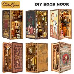 CUTEBEE Puzzle 3D bricolage livre coin Kit librairie éternelle maison de poupée en bois avec lumière magique pharmacien bâtiment modèle jouets pour cadeaux 240314