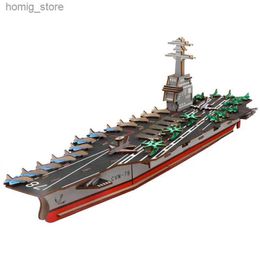 3d puzzels CVN78 Destroyer 3D houten schip puzzel militair model houten boot diy educatief speelgoed voor kinderen kinderen thuiskamer decoratie y240415