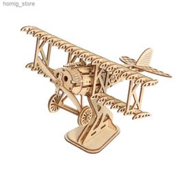 Rompecabezas 3D Asamblea de bricolaje de madera Modelos de avión clásico Puzzle Toys Kids Constructor Building Blocks 3D WW2 Aircraft Jigsaw for Child Gift Y240415