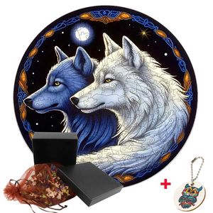 Rompecabezas 3D DIY Madera Jigsaw Puzzle Wolf Animal Puzzles Board para adultos Juguetes educativos para niños Regalos de Navidad Decoración del hogar 240419