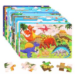 Economía de rompecabezas 3D 30 piezas Montessori 3d dibujos animados animales de madera de madera Juego de mesa Juego de mesa para niños Regalos 240419