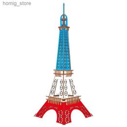 Puzzles 3D Tower Eiffel 3d Puzzle en bois Diy Wood Jigsaw Monde Grande architecture Kits de construction Modèle Toys pour enfants Gift Y240415