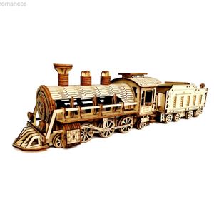 3D-puzzels Sneltrein - DIY 3D houten puzzelmodelset - Lasergesneden houten puzzelknutselset Mechanische treinmodelsets 240314