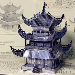 Rompecabezas 3D IRONSTAR 3D rompecabezas de Metal Torre Yueyang arquitectura china DIY montar modelos Kits corte láser rompecabezas juguete GiftL231223