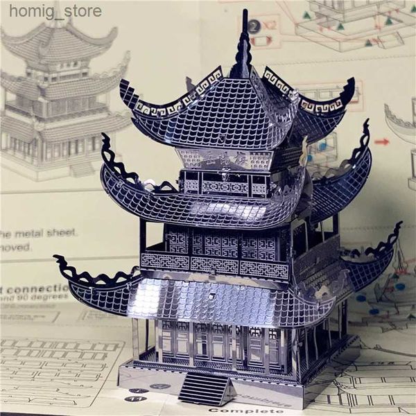 Puzzles 3D Ironstar Puzzle de métal 3D Yueyang Tower Architecture chinoise DIY Assemblage modèle Kits Laser Coupage Jigsaw Toy Gift Y240415