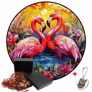 Puzzles 3D Forme irrégulière Flamingos Rose Puzzles en bois en bois Puzzles pour enfants Adultes Colorful Brain Trainer Games Diy Board Set Children Toys 240419