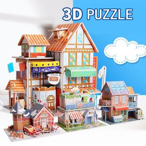 3D Puzzels Kinderen 3D Stereo Puzzel Cartoon Huis Kasteel Gebouw Model DIY Handgemaakte Vroeg Leren Educatief Speelgoed Cadeau voor Kinderen 230627