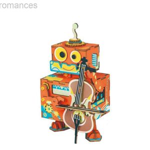 Puzzles 3D enfants jouets éducatifs bricolage 3D petit Robot interprète en bois jeu de Puzzle assemblage boîte à musique mobile jouet cadeau pour enfants enfants 24314