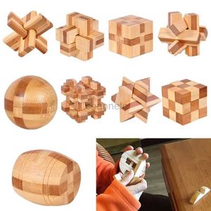 3D Puzzles Kong Ming Luban Lock Kids Kinderen 3D Handmade Handmade houten speelgoed Volwassen intellectueel IQ Brain Teaser Game Puzzle Educatief speelgoed 240419