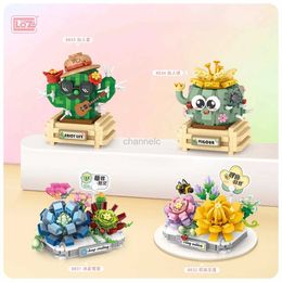 Puzzles 3D Loz Lizhi Blocs de construction Simulation Succulent Cactus Decoration Puzzle Small Particle Assembly Toy Childrens Gift 240419