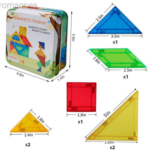 Puzzles 3D MAGPLAYER 7 pièces Puzzle 3D jouet Tangram Puzzle magnétique jouets éducatifs préscolaires pour enfants cadeaux 240314