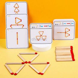 Puzzles 3D Matchstick Puzzle Game en bois jouet bricolage mathématiques Géométrie jeu créatif Match Logic Training Toys Education For Kids 240419