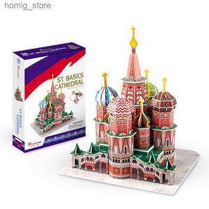 3D Puzzles Maxrenard 3D Stereo Puzzle Paper Diy Model Vasily Cathedral World Beroemde Constructions Toys For Kids Adult Gift Home Decoration Y240415