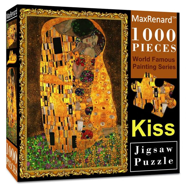 Puzzles 3D Maxrend Puzzle de puzzle 1000 pièces pour adultes fines illustrations klimt le baiser du papier de Noël en papier respectueux de l'environnement 231219