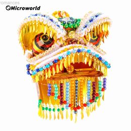 3D Puzzles MicroWorld 3D Metal Puzzle Chinese traditionele cultuur Lion Dancing Model Kit Diy Assembled Jigsaw Toys Gifts for Adult Gifts 240314