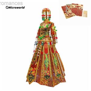 3D Puzzles Microworld 3D jeux de Puzzle en métal chinois traditionnel mariée mariage robe complète modèles Kits bricolage Puzzle jouets cadeaux pour Souvenir 240314