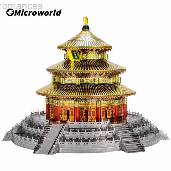 3D Puzzles Microworld 3D métal style Puzzle jeux ciel Temple bâtiments modèles Kits découpe Laser Puzzle jouets cadeaux d'anniversaire pour adulte 240314