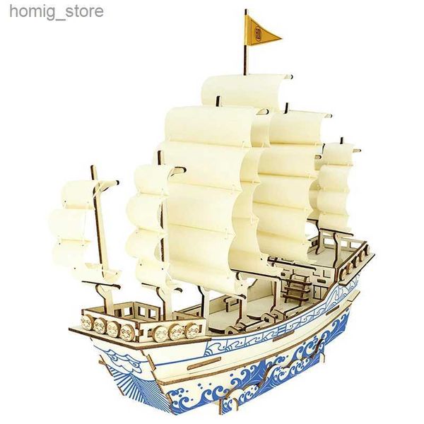 Puzzles 3d Ming Ancient Ship Ship 3d Puzzle en bois Puzz de navigation Board Jigsaw DIY Toys créatifs pour enfants Decoration cadeau d'anniversaire Y240415