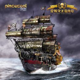 Puzzles 3D MMZ MODÈLE Piececool Metal Puzzle The Queen Anne's Revenge Jigsaw Pirate Ship DIY Modèle Kits de Construction Jouets pour Adolescents Cerveau 230616