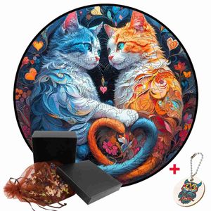 Puzzles 3D Puzzles en bois mystérieux mignons chats jumeaux UNIQUES ANIMAUX DIY PUBLITE DE JIGSE POUR ADULTES BOIS CRAFES ENFANTS GAMES éducatifs 240419