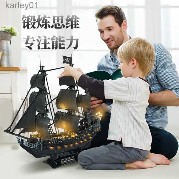 Rompecabezas 3D modelo de papel 3D rompecabezas tridimensionales Black Pearl Pirate Asamblea Difícil Regalos para adultos para niños YQ2312222