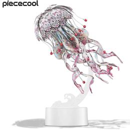 Rompecabezas 3D Picecool 3d Modelo de metal Modelo de regalo Kit de construcción de medusas Colored Puzzle Diy Toy para adultos (4 colores) G240529