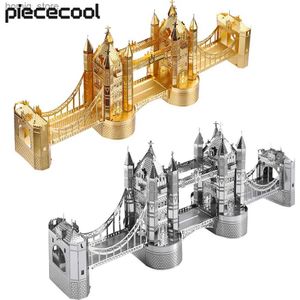 3D Puzzles Piecool 3D Metal Puzzle London Tower Bridge Model Building Kits Diy Jigsaw Puzzle for Teens Metal Model Best Birthday Gifts Y240415