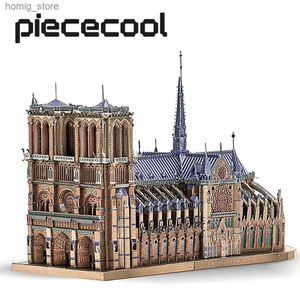 3D Puzzles Piecool 3D Metal Puzzle Notre Dame de Paris Model Building Kits Diy Jigsaw Teens Toys for Brain Teaser Y240415