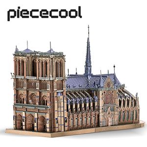 3D Puzzles Piecool 3D Metal Puzzle Notre Dame de Paris Model Building Kits Diy Jigsaw Teens Toys for Brain Teaser 230420