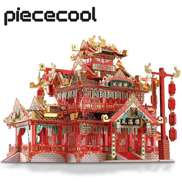 Puzzle 3D Piedsoolool 3D Metal Puzzle -restaurant Diy Assemble Jigsaw Toy Model Building Kits Christmas and Birthday Gifts for Adults 240419