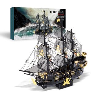 Rompecabezas 3D Piececool Rompecabezas de metal 3D The Black Pearl Jigsaw Assembly Model Kits Diy Barco pirata para adultos Regalos de cumpleaños para adolescentes 230516