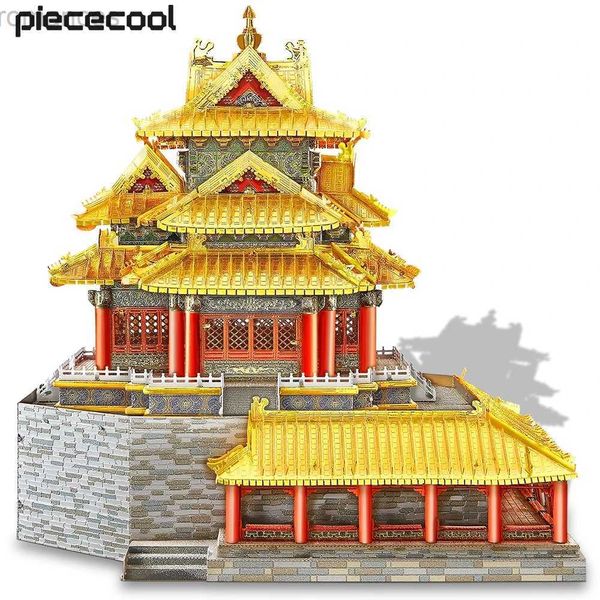 Puzzles 3D Piececool Puzzles 3D en métal la tour de guet de la cité interdite kits de modèles d'assemblage casse-tête jouets cadeaux d'anniversaire 425 pièces 240314